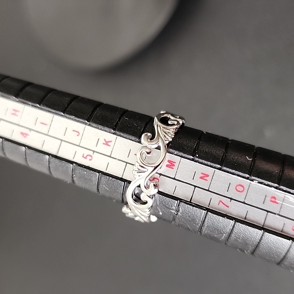White Gold Filled Scroll Vine Ring New - Picture 6 of 8